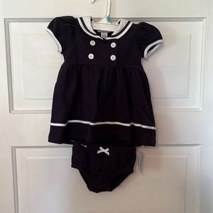 Heartstrings 2 piece dress,navy & white, 3-6 mo cotton new with tags $35